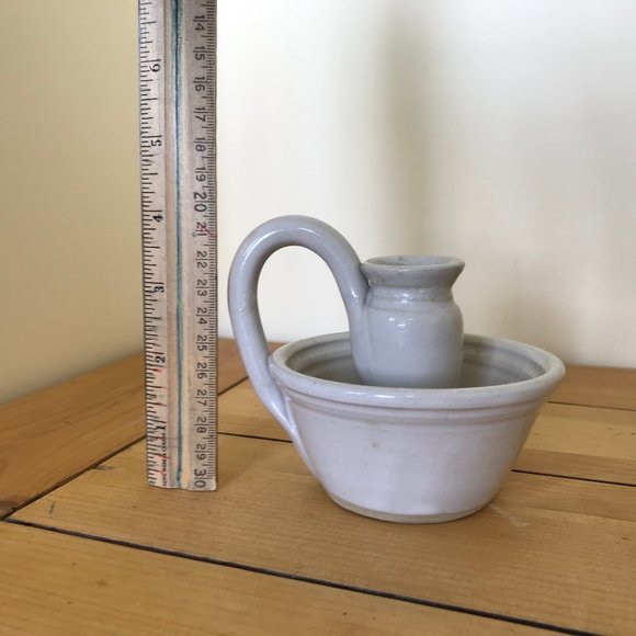 Hilborn Art Pottery Candle Holder with Handle Wee Willie Winkie Made in Canada - Picture 3 of 8